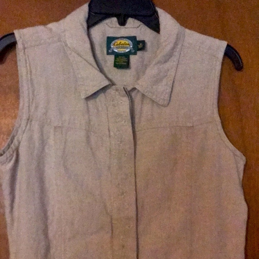 Linen sleeveless dress with floral embroidery - Picture 2 of 5